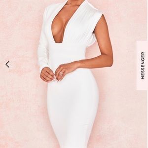 House of CB white one sleeve dress
